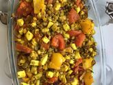 Запечённая чечевица и капустный садат с чесноком