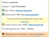 Рост и вес в 1,10 месяцев
