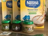 Первый прикорм с овощным пюре Gerber и безмолочной кашей Nestle