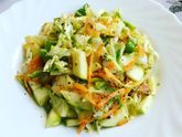 Запечённая чечевица и капустный садат с чесноком