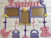Фоторамки с именем малыша и фигурками с метриками. Метрика