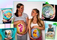 Винни Пух и все-все-все: будущие мамы рисуют мультгероев на беременных животиках