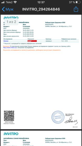 Посмотрите анализы ребёнка