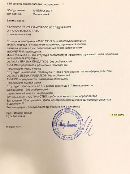 Гиперплазия эндометрия (межменструальные кровотечения/кровь в середине цикла)