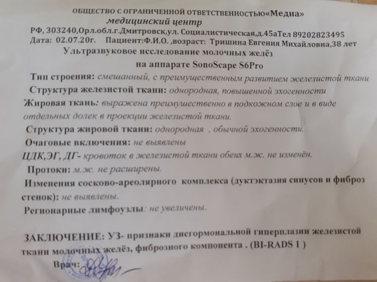 УЗИ молочных желёз