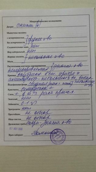 Результаты ОАК и копрограммы