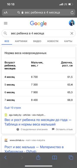 Вес ребёнка