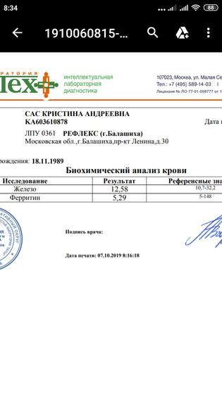 Низкий ферритин