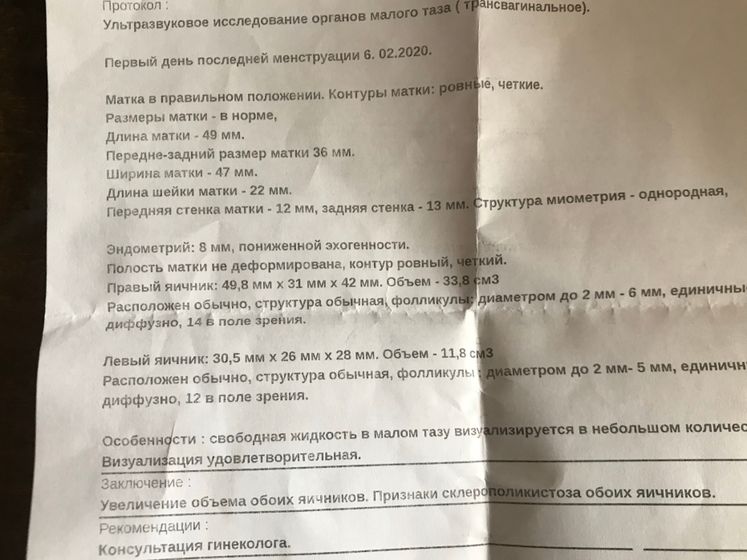 Свободная жидкость в малом тазу