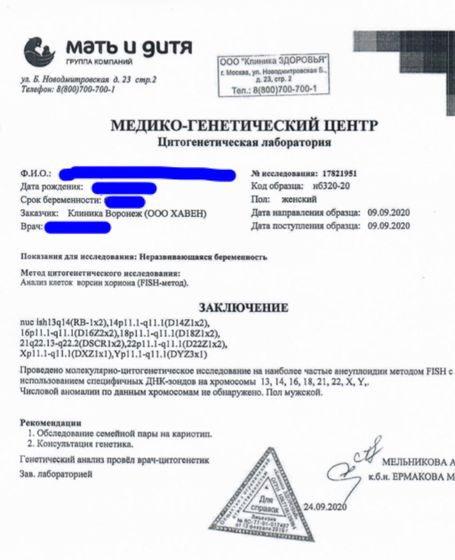 Цитогенетический анализ - расшифруйте пожалуйста