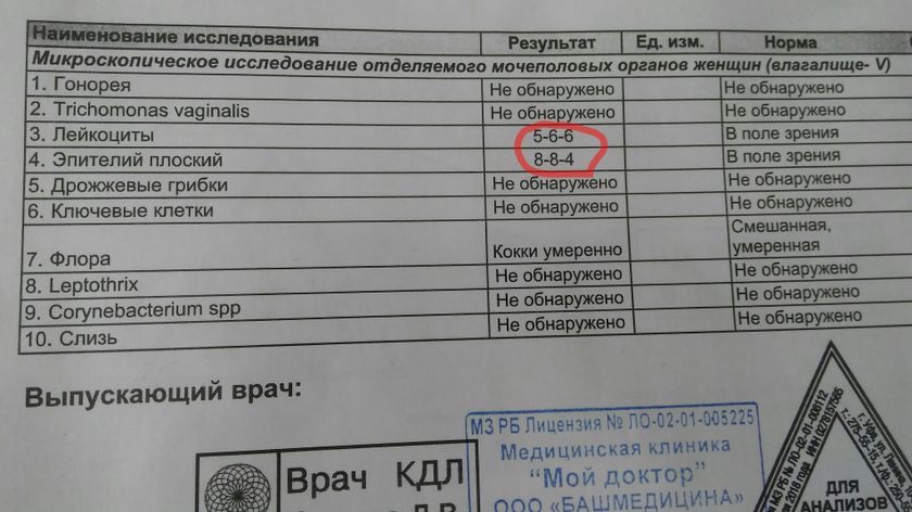 Расшифровка анализа мазка