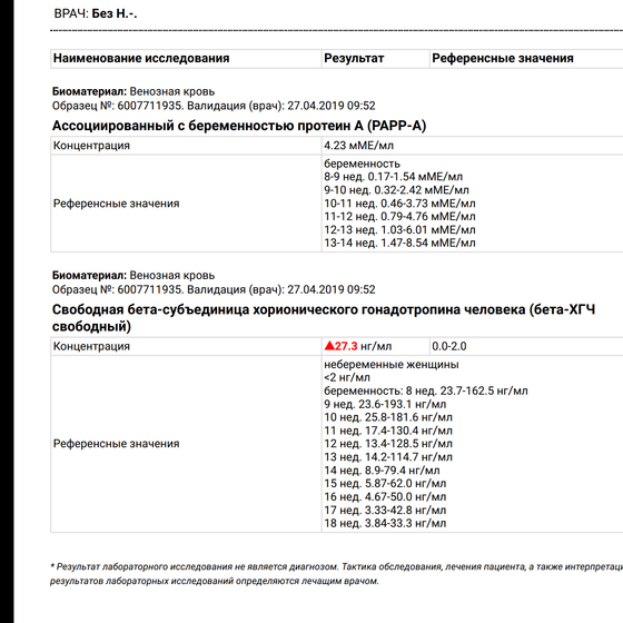 Кровь 1 скрининг
