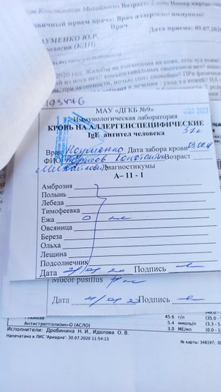 Аллергия, выяснили на что.