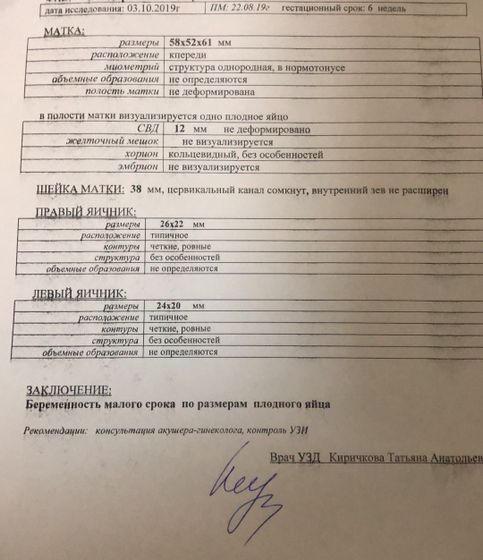 Не видят эмбриона на узи