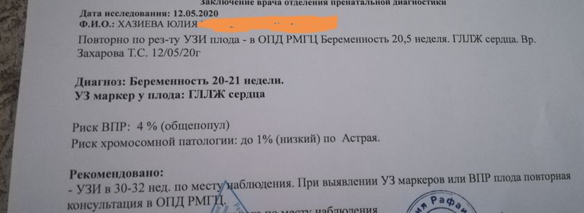 Гиперэхогенный локус в левом желудочке сердца плода