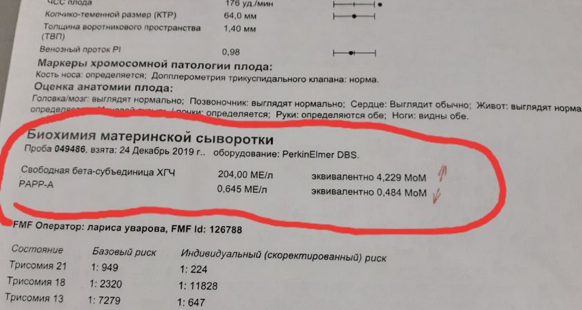 Результат биохимии материнской сыворотки