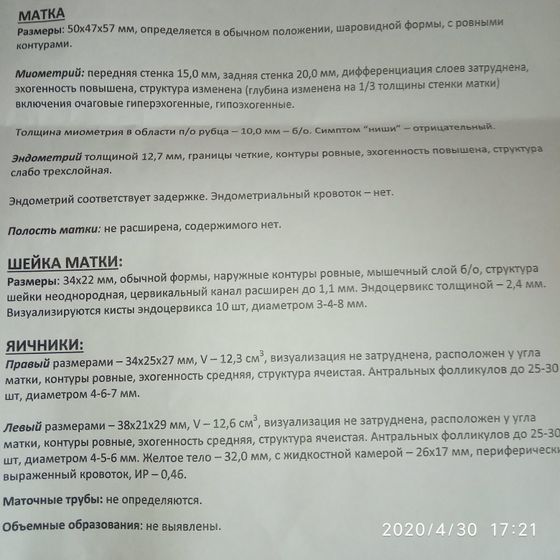 Помогите расшифровать УЗИ...